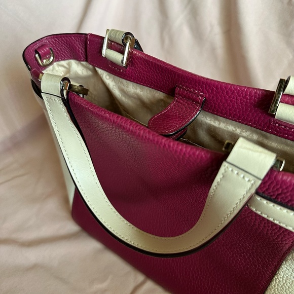 Kate Spade Basket Bag Leo Houston Street Two-Tone Cream and Plum Style No. 4578 - Picture 7 of 12